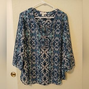 Coldwater Creek Blue Patterned Women's Top